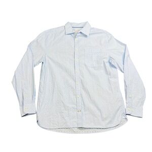 J Crew 1905 Tailored Fit Mens Large Light Blue Dot Long Sleeve Button Down Shirt